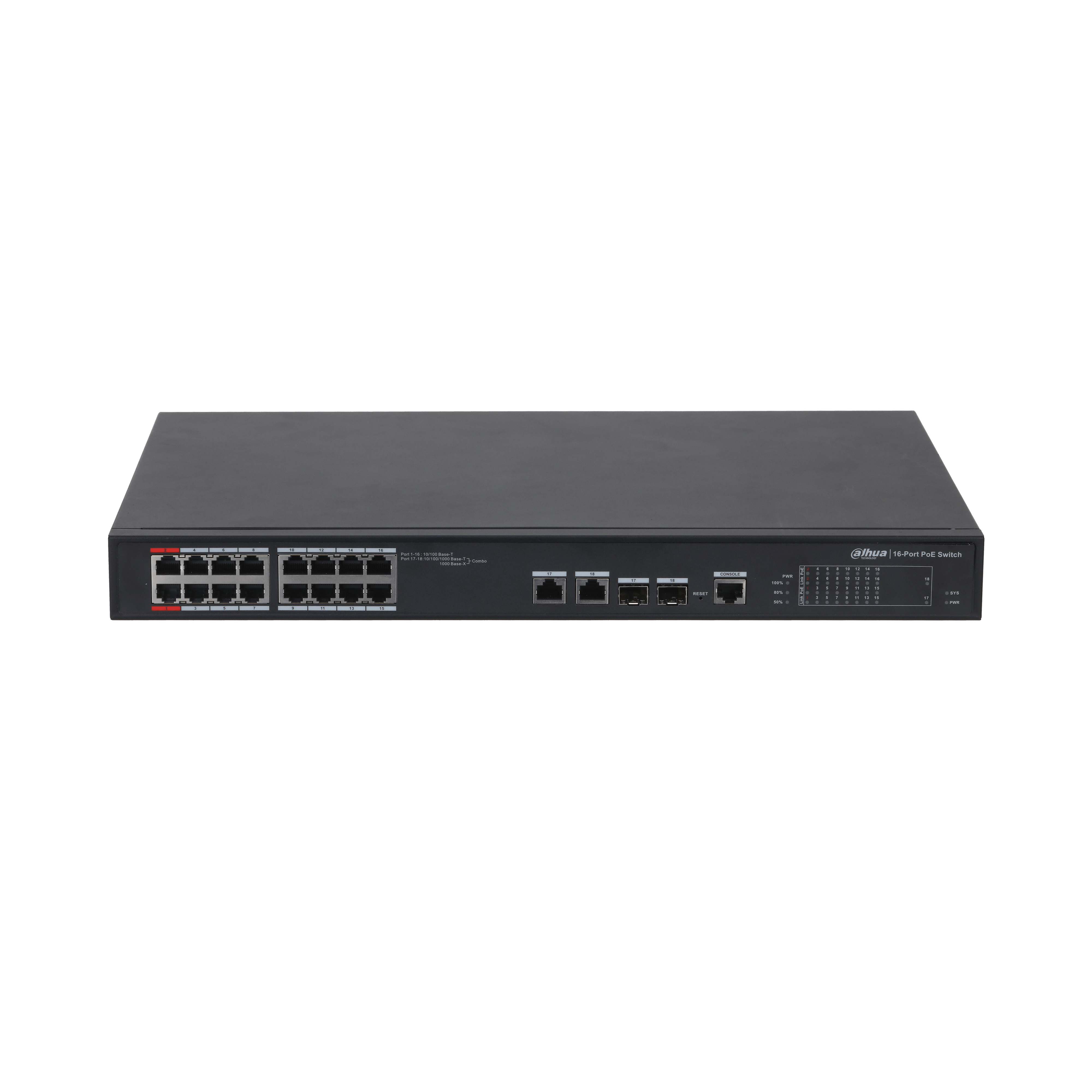 PFS4218‐16ET‐240‐V3 16 Port PoE Switch (16FE PoE + 2GE Kombo + 2GE SFP Kombo Toplam 240W PoE )