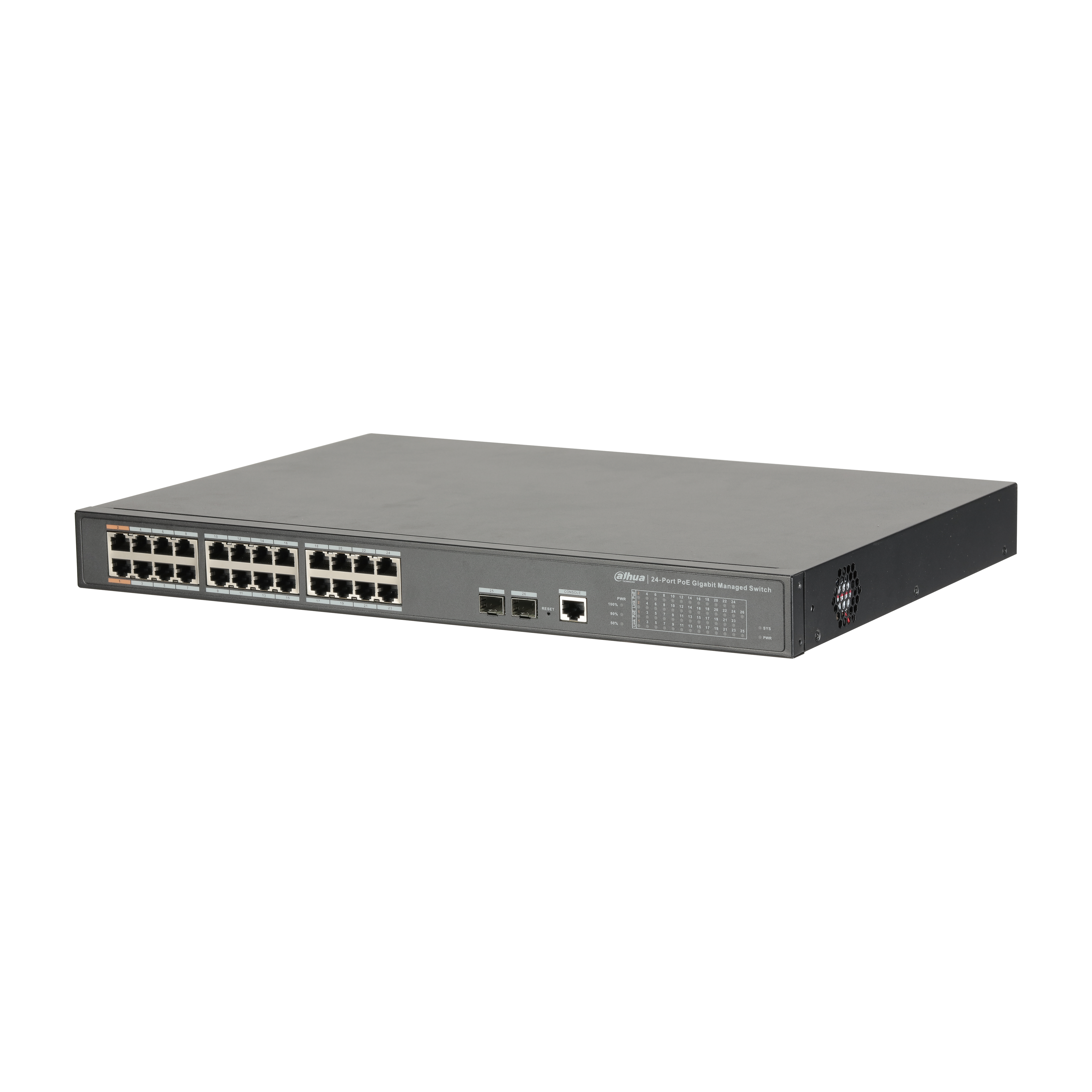 PFS4226‐24GT‐240 24 Port L2 Yönetilebilir Switch (24GE + 2GE SFP Port, 1 Konsol, Toplam 240W PoE )