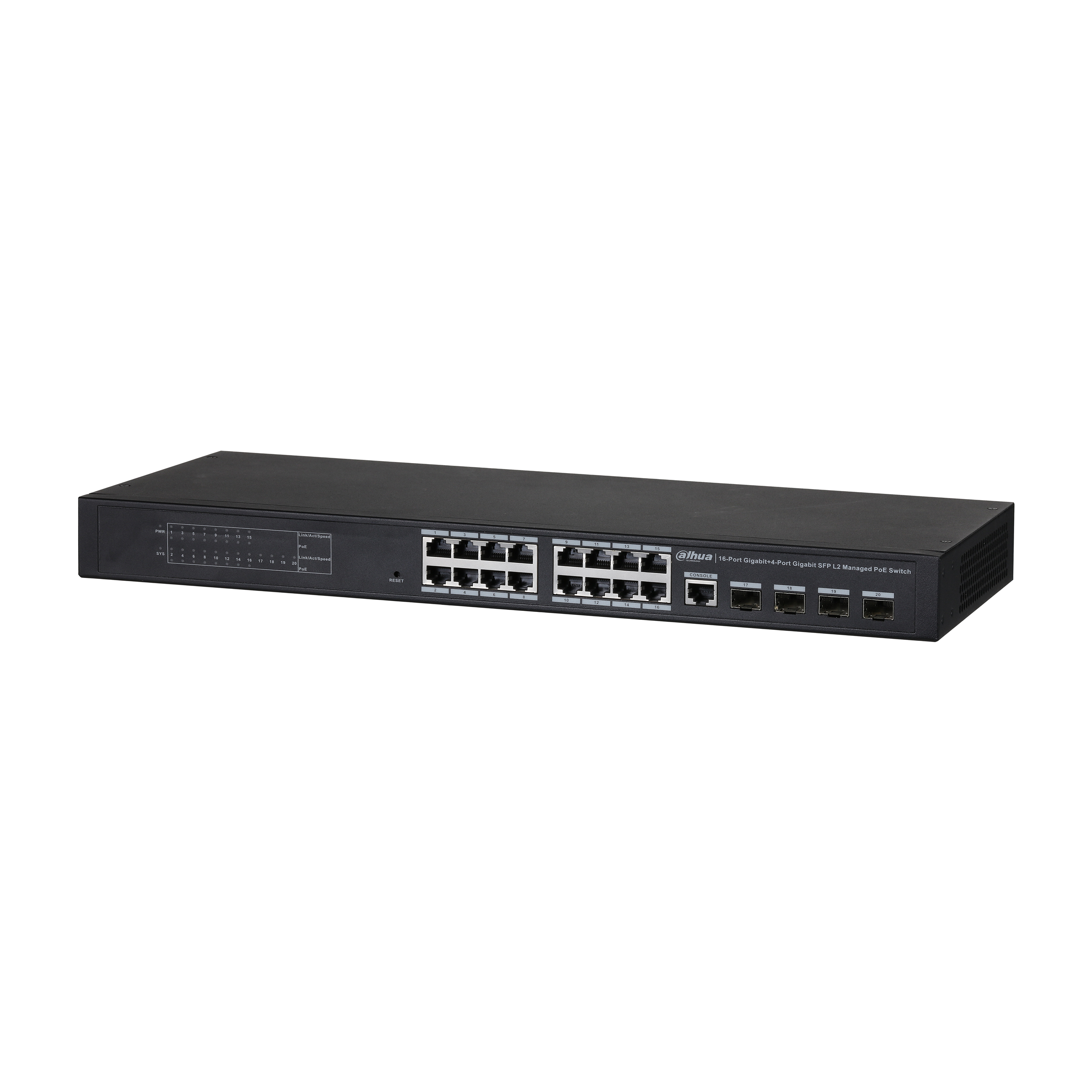 PFS4420‐16GT‐240 16 Port L2 Yönetilebilir Switch (16 GE PoE + 2GE SFP Port, 1 Konsol, Toplam 240WPoE )